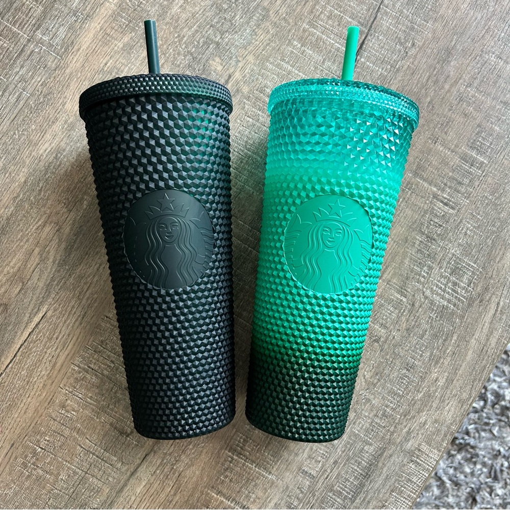 Starbucks Black and Teal Textured Tumblers